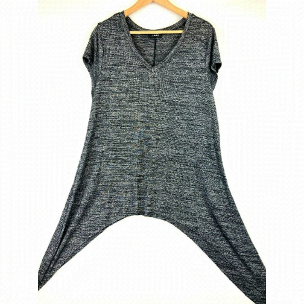 MBLM Women's Asymmetrical Top Shirt in Charcoal Size Large